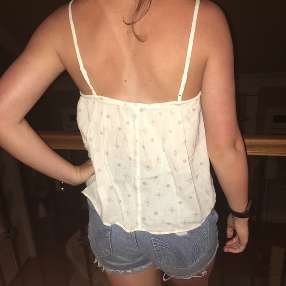 American Eagle cream and gold tank - Picture 2 of 6